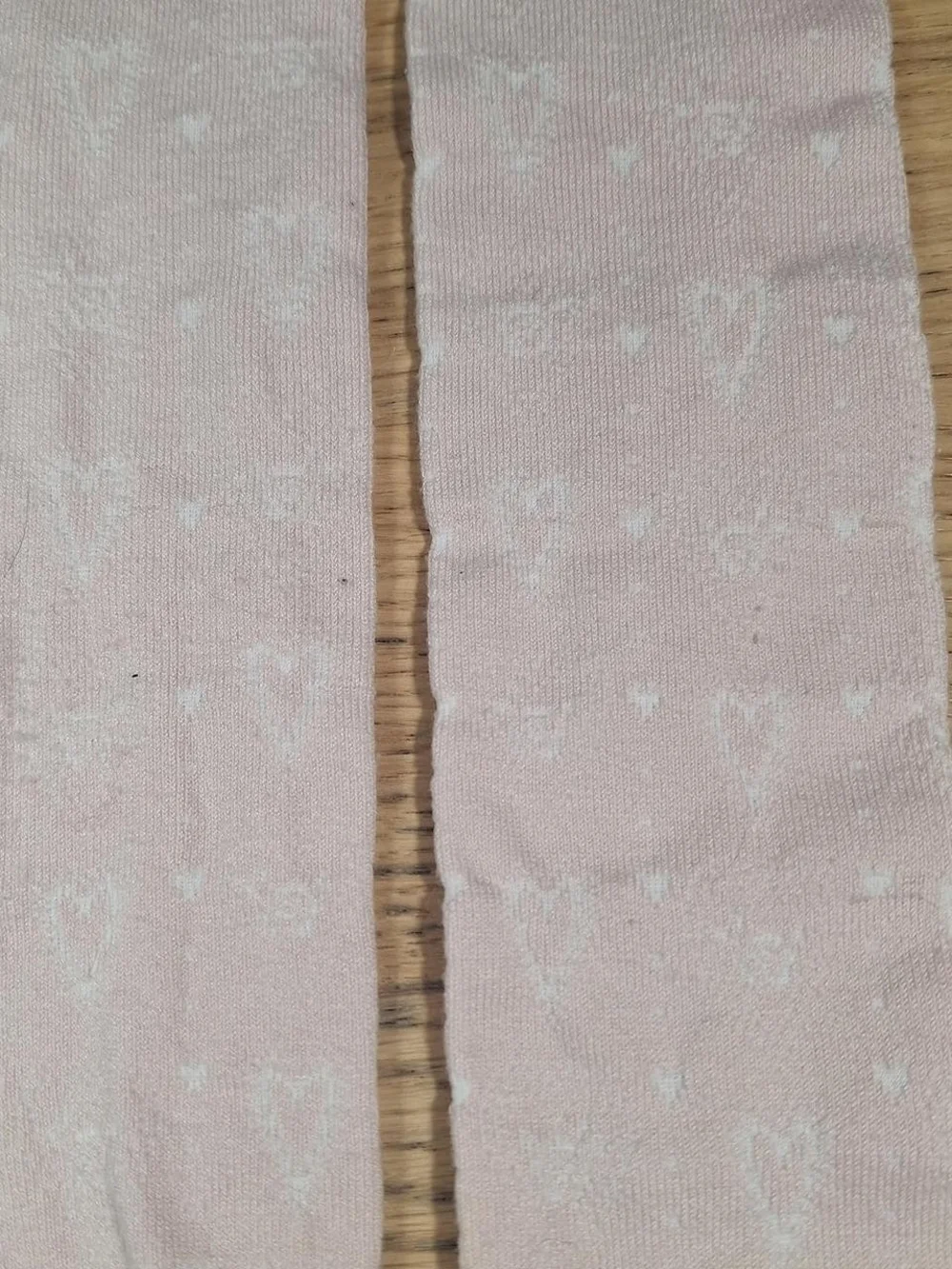 Innocent World Pale Pink Embossed Heart OTK Socks | Sweet Lolita